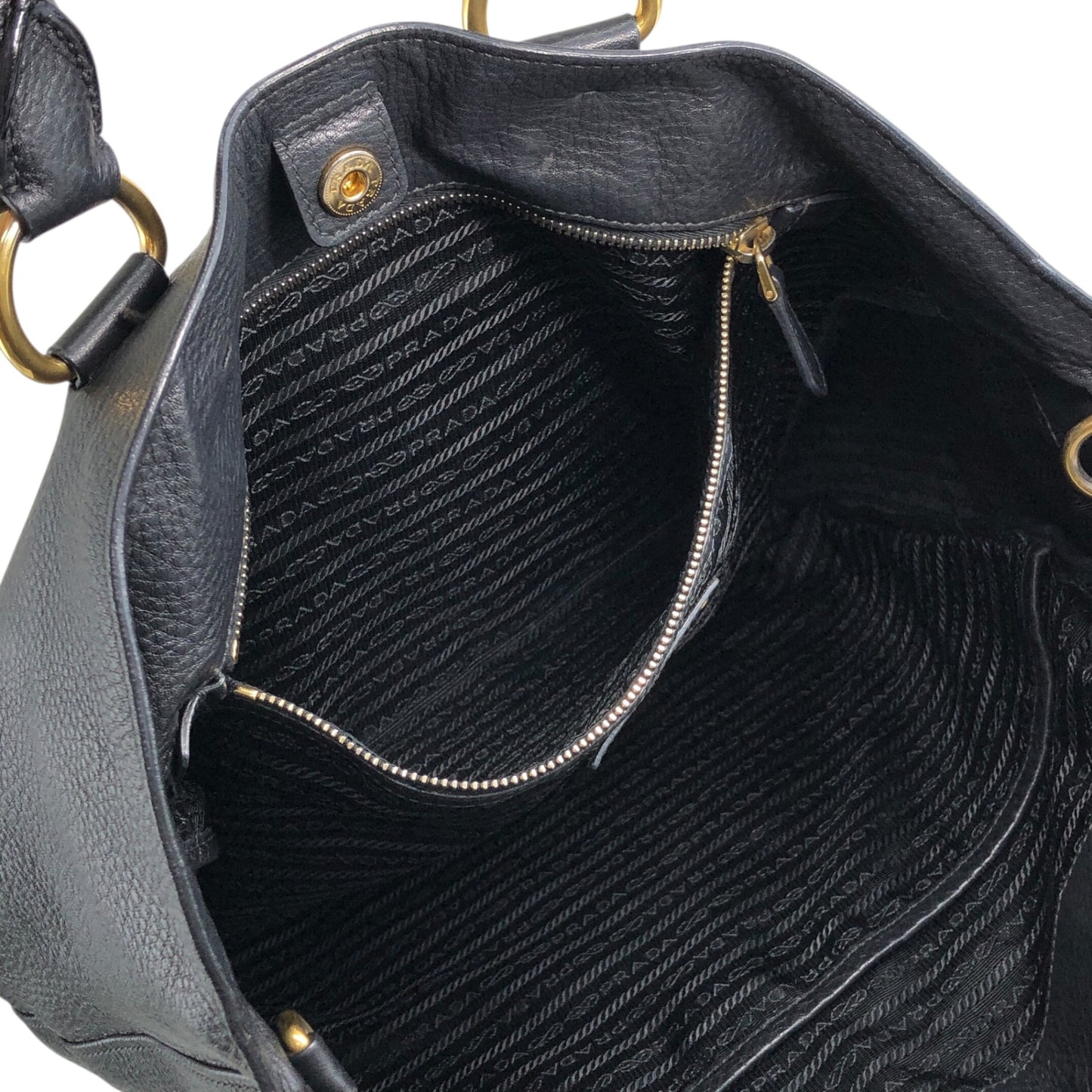 PRADA 標誌兩用手提包單肩包黑色復古 vbght3