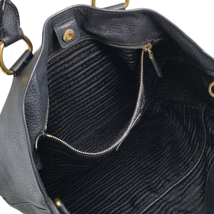 PRADA 標誌兩用手提包單肩包黑色復古 vbght3