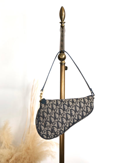 Christian Dior Trotter Shoulder bag Blue Vintage d5g4uj