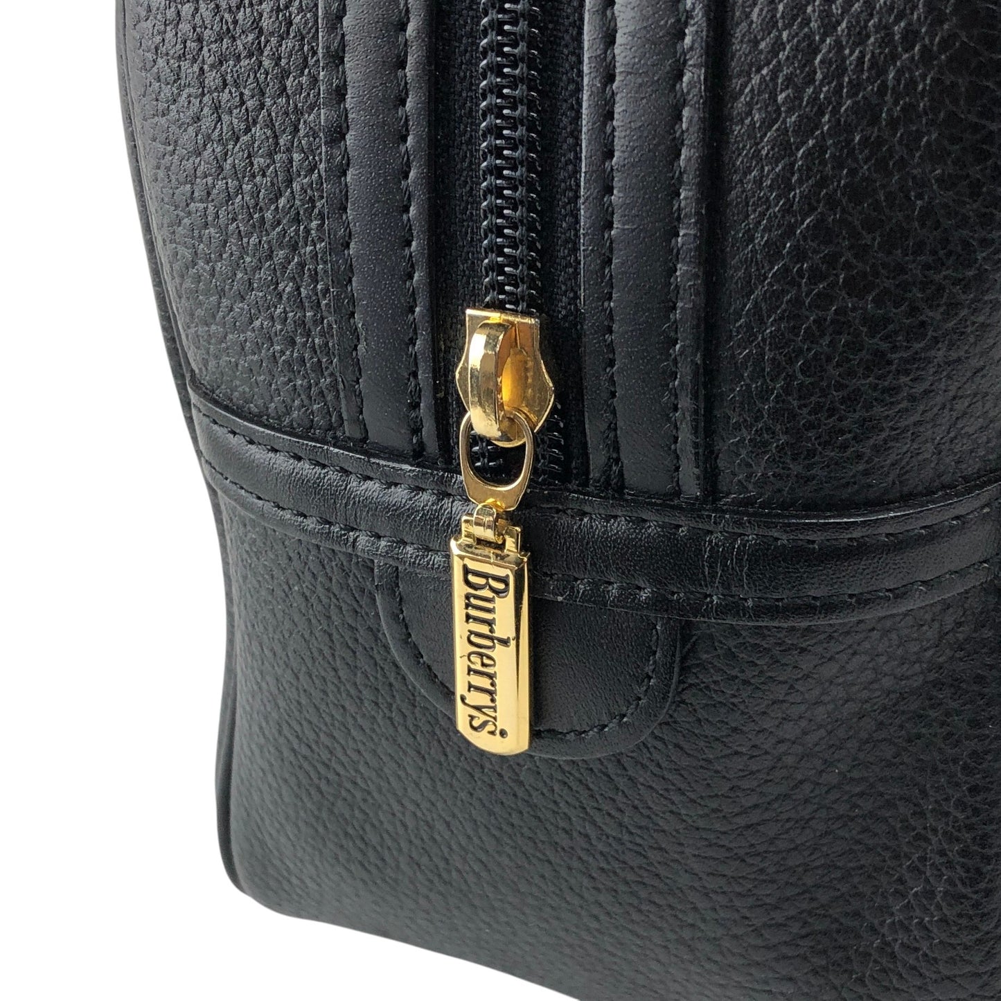 BURBERRY Logo Embossed Small Boston bag Handbag Black Vintage nyp64d
