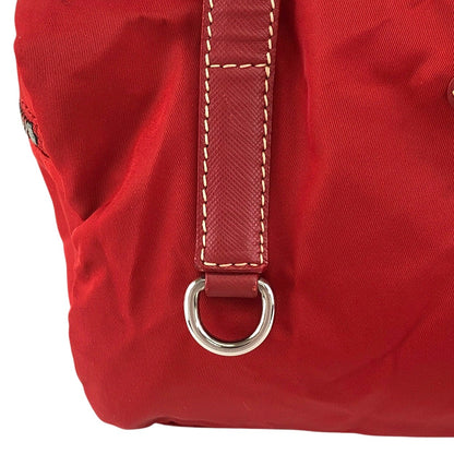 PRADA Triangle Logo Small Boston bag Handbag Red Vintage dkzdci