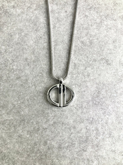 Christian Dior CD Logo Motif Necklace Silver Vintage 75c7y2