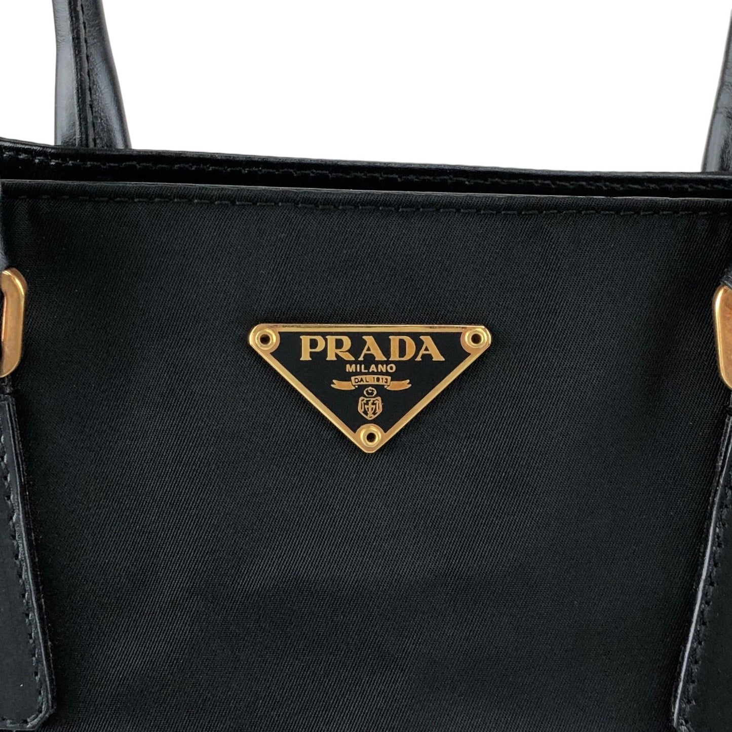 PRADA Tessuto Triangle Logo Totebag Black Vintage xs7v7s