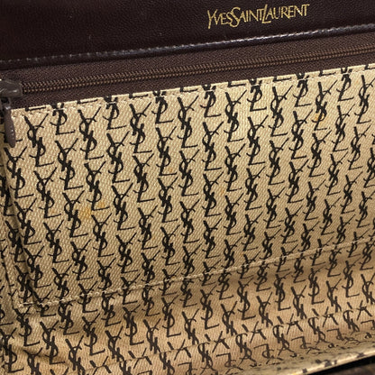 Yves Saint Laurent YSL Logo Bias Stitch Clutch bag Brown Vintage sj7x37