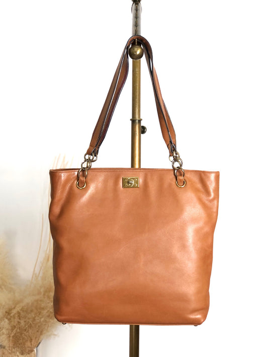 CHANEL Coco Mark Totebag Brown Vintage xu5xvk