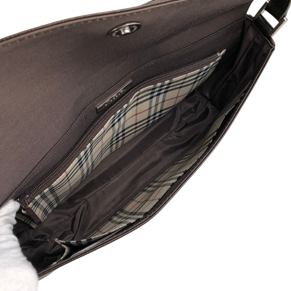 BURBERRY Logo Shoulder bag Brown Vintage hp7jmm