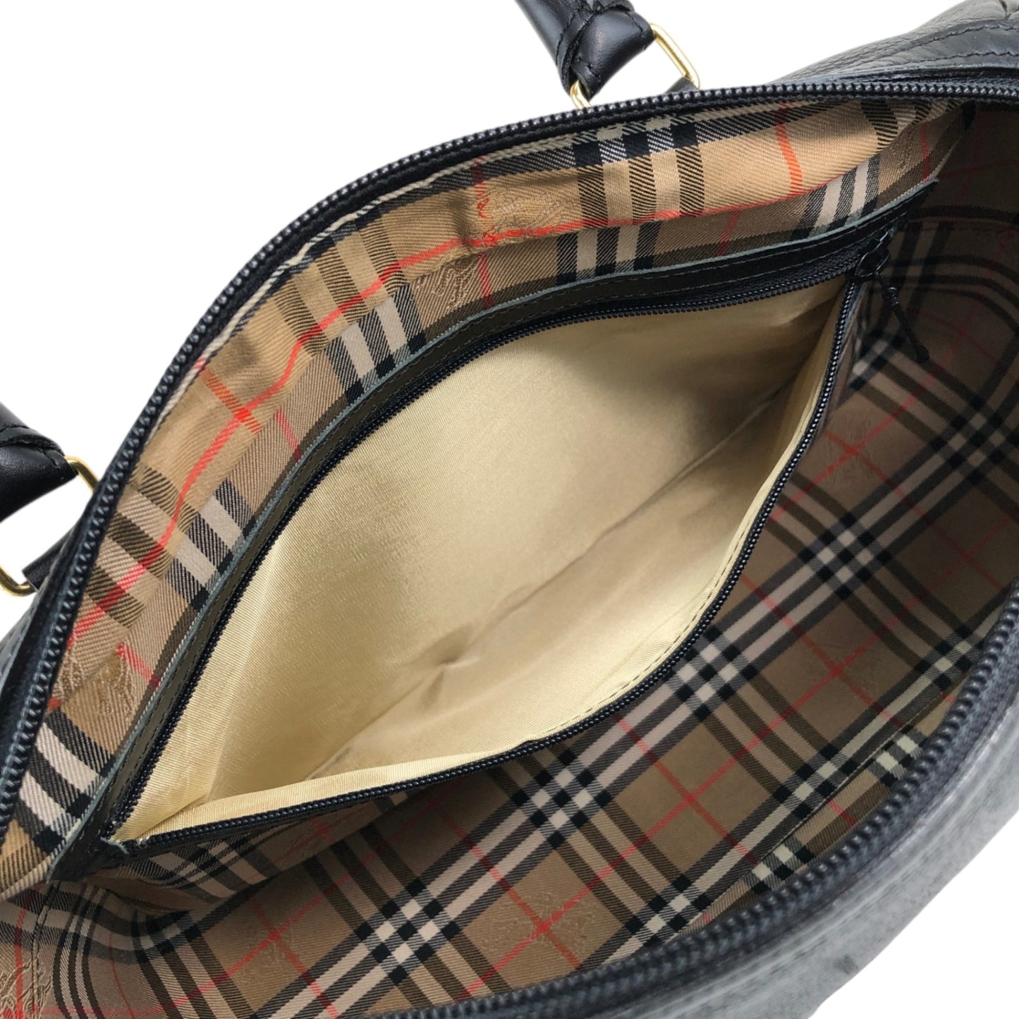 BURBERRY Logo Embossed Small Boston bag Handbag Black Vintage nyp64d