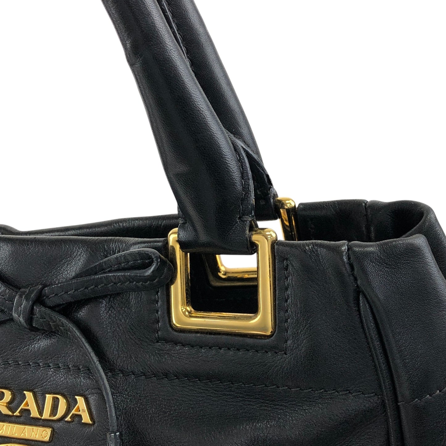 PRADA Logo Drawstring Handbag Shoulder bag Black Vintage dxxaru