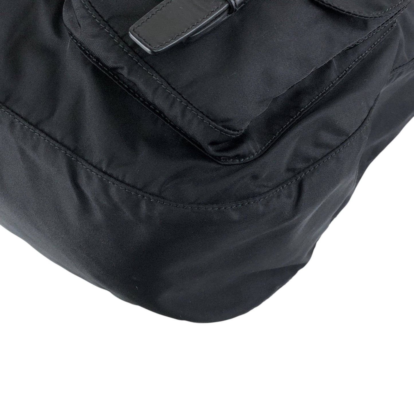 PRADA Tessuto Triangle Logo Front Pocket Shoulder bag Black Vintage 5ia535