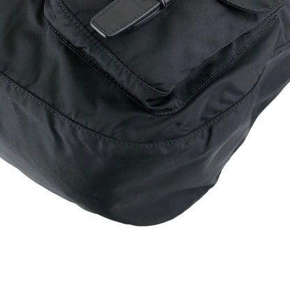 PRADA Tessuto Triangle Logo Front Pocket Shoulder bag Black Vintage 5ia535
