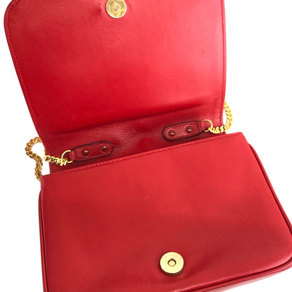 CELINE Triomphe Stitch Chain Shoulder bag Red Vintage 2vaduu