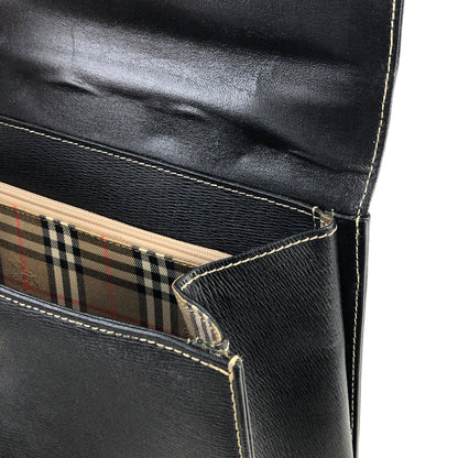 BURBERRY Logo Motif Leather Two-way Top Handle Handbag Shoulder bag Black Vintage mxbnib