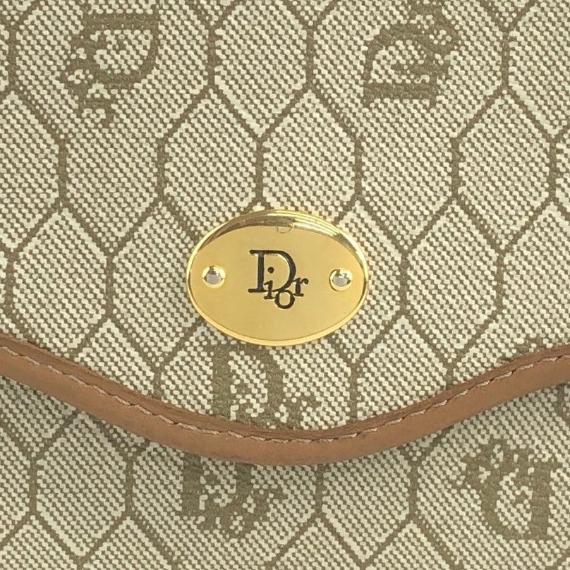 Christian Dior Honeycomb Pattern Shoulder bag Beige Vintage j4tc6b