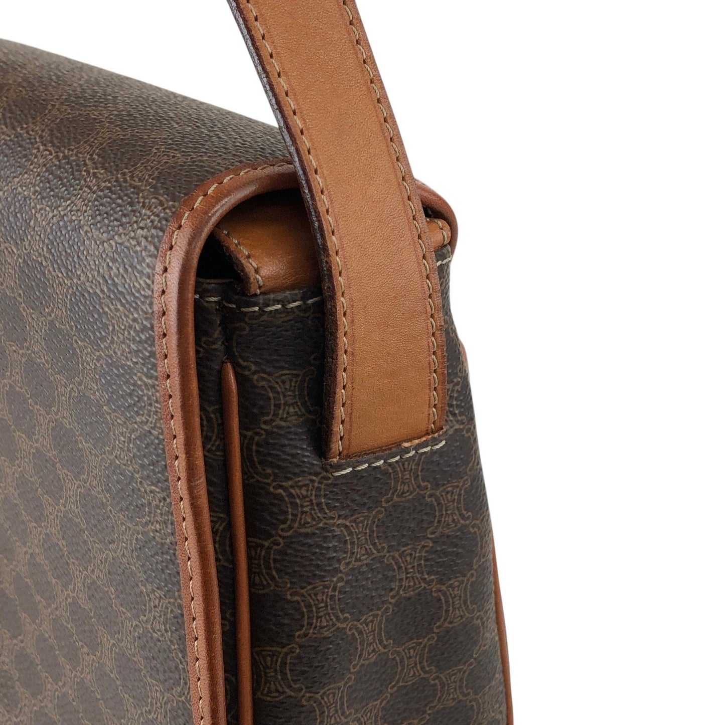 CELINE Macadam Blason Shoulder bag Brown Vintage 6pmbjw