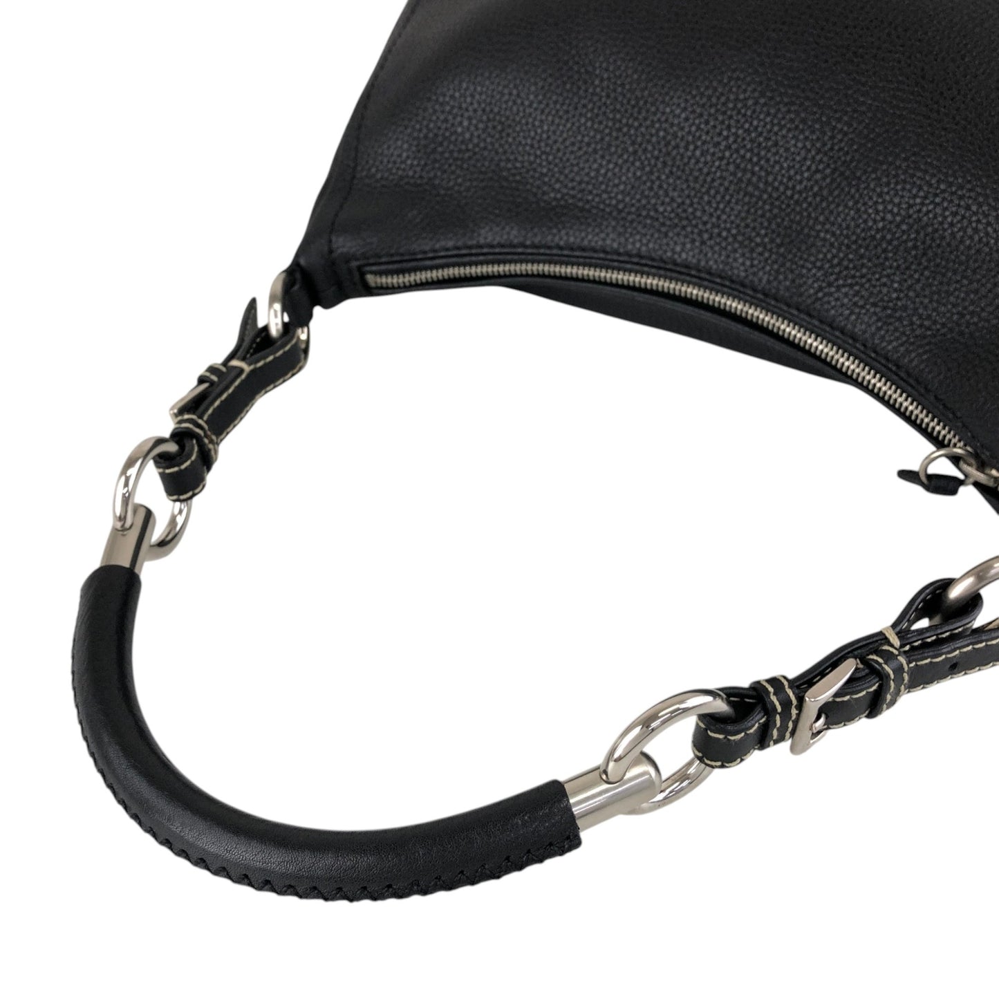 PRADA Triangle Logo Shoulder bag Hobobag Black Vintage 5at4nv
