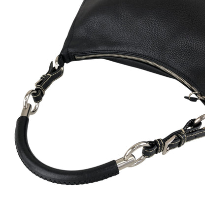 PRADA Triangle Logo Shoulder bag Hobobag Black Vintage 5at4nv