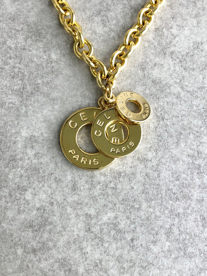 CELINE Circle Logo Bracelet Gold Vintage 4bcc7a