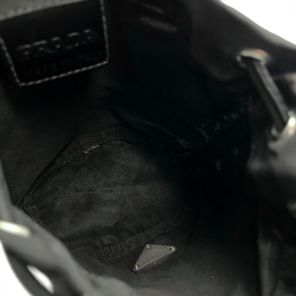 PRADA Triangle Logo Nylon Drawstring Smallbag Handbag Black Vintage imrxv2