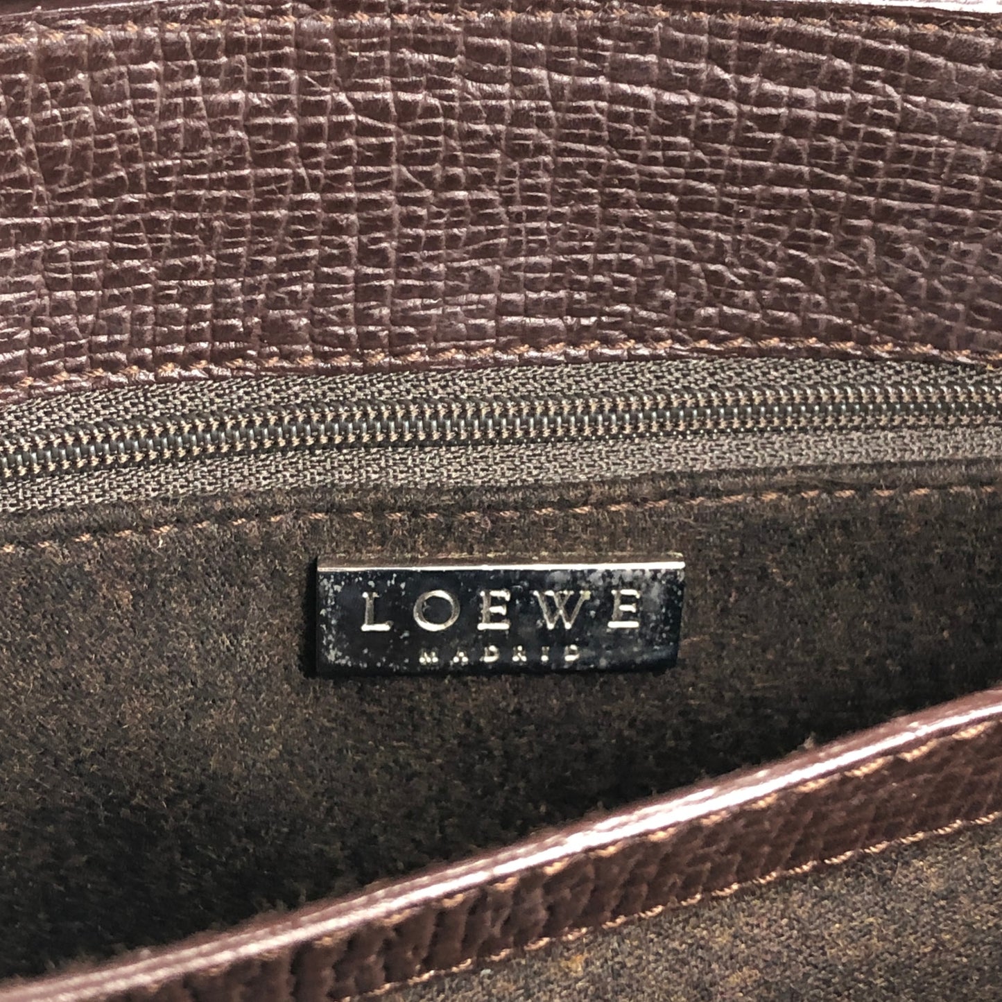 LOEWE Logo Embossed Handbag Brown Vintage xdd6ie