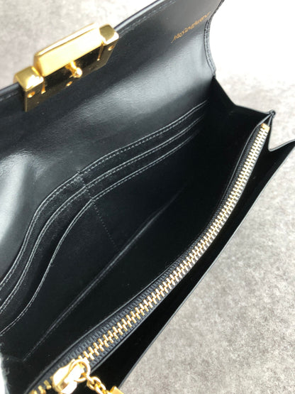 Yves Saint Laurent YSL Logo Long Wallet Black Vintage czyrem