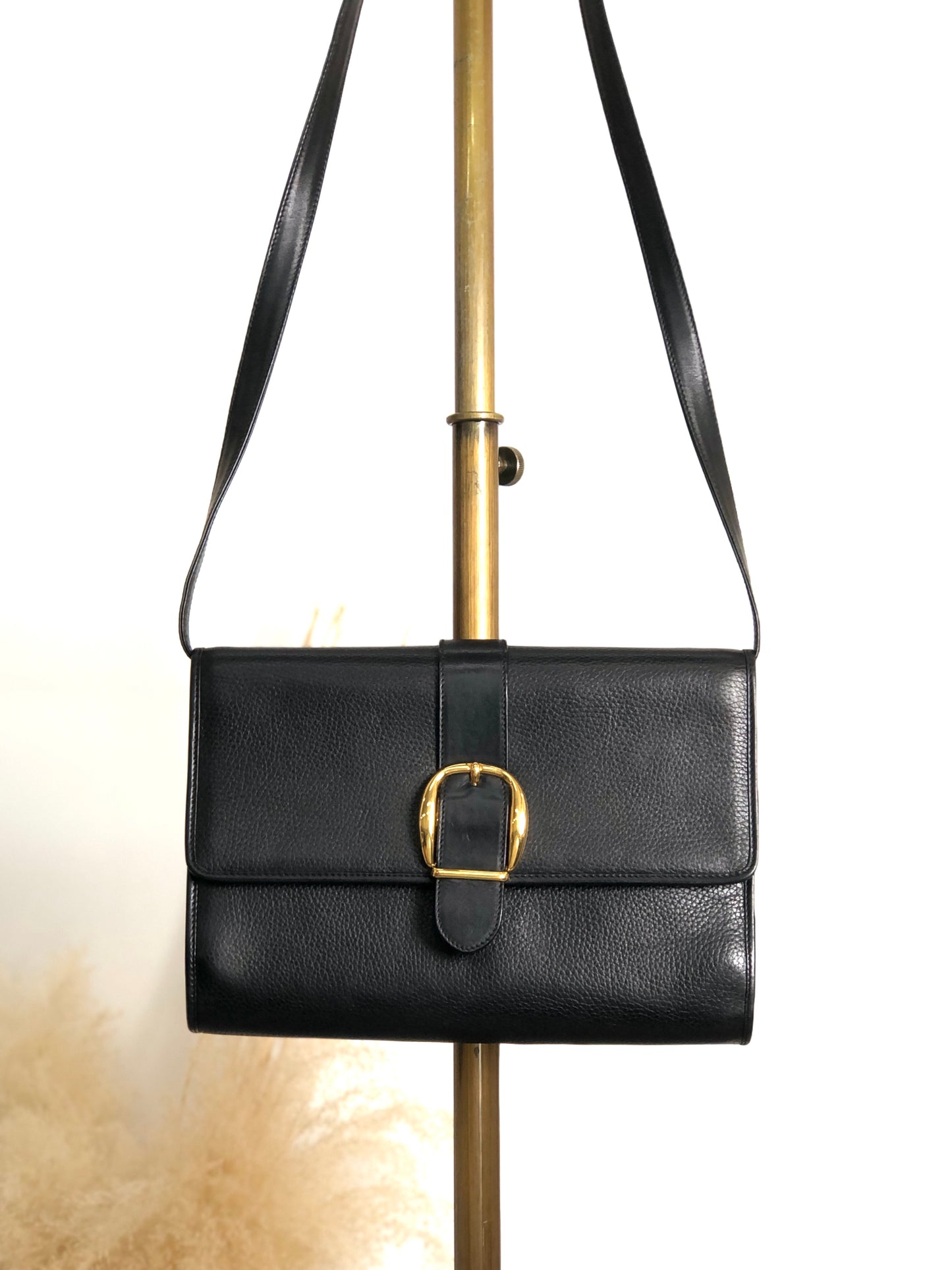 GUCCI Front Buckle Shoulder bag Black Vintage zbczdz