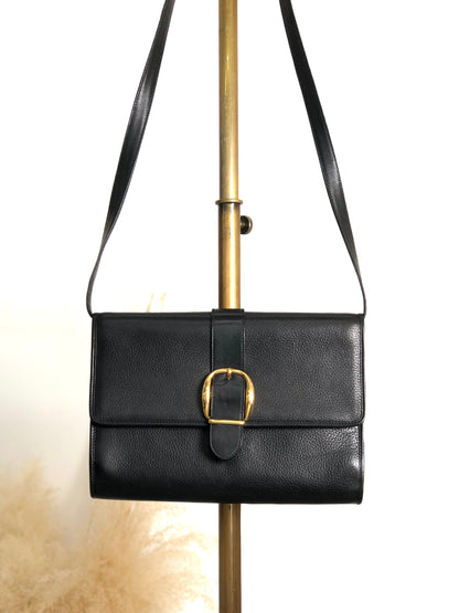 GUCCI Front Buckle Shoulder bag Black Vintage zbczdz