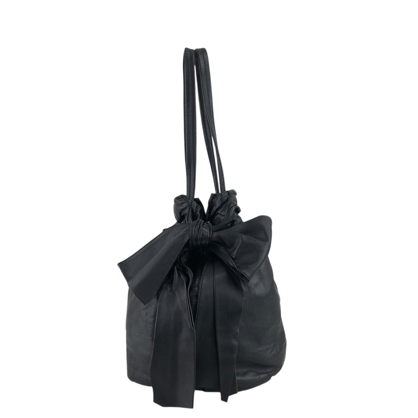 PRADA Logo Ribbon Totebag Black Vintage 548imc