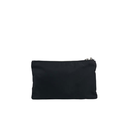 PRADA Triangle Logo Chain Small Handbag Pouch Black Vintage vhizxb
