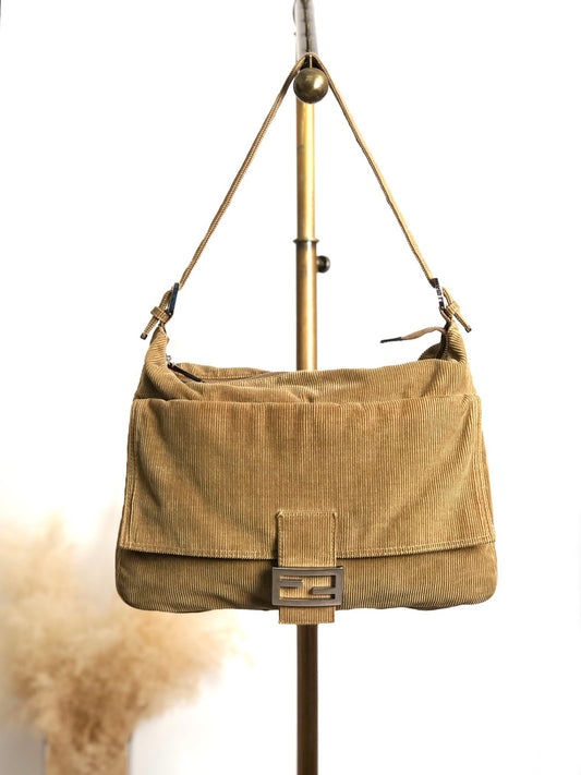 FENDI Logo Motif Shoulder bag Beige Vintage b2cnmb