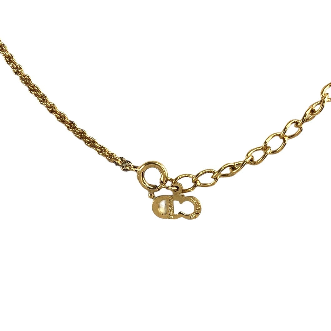 Christian Dior CD Logo Necklace Gold Vintage jvp5ct