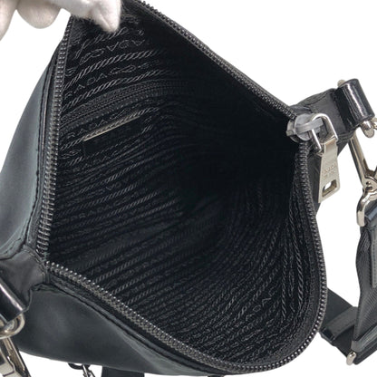 PRADA Tessuto Triangle Logo Shoulder bag Black Vintage b7upke