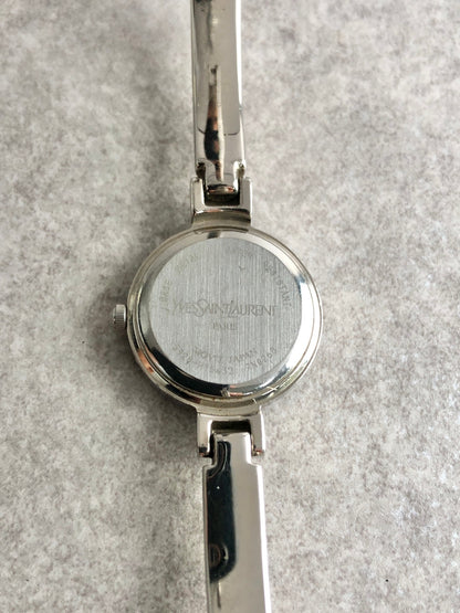 Yves Saint Laurent YSL Logo Quartz Watch Silver 6031-G11246TA Vintage 3z4kad