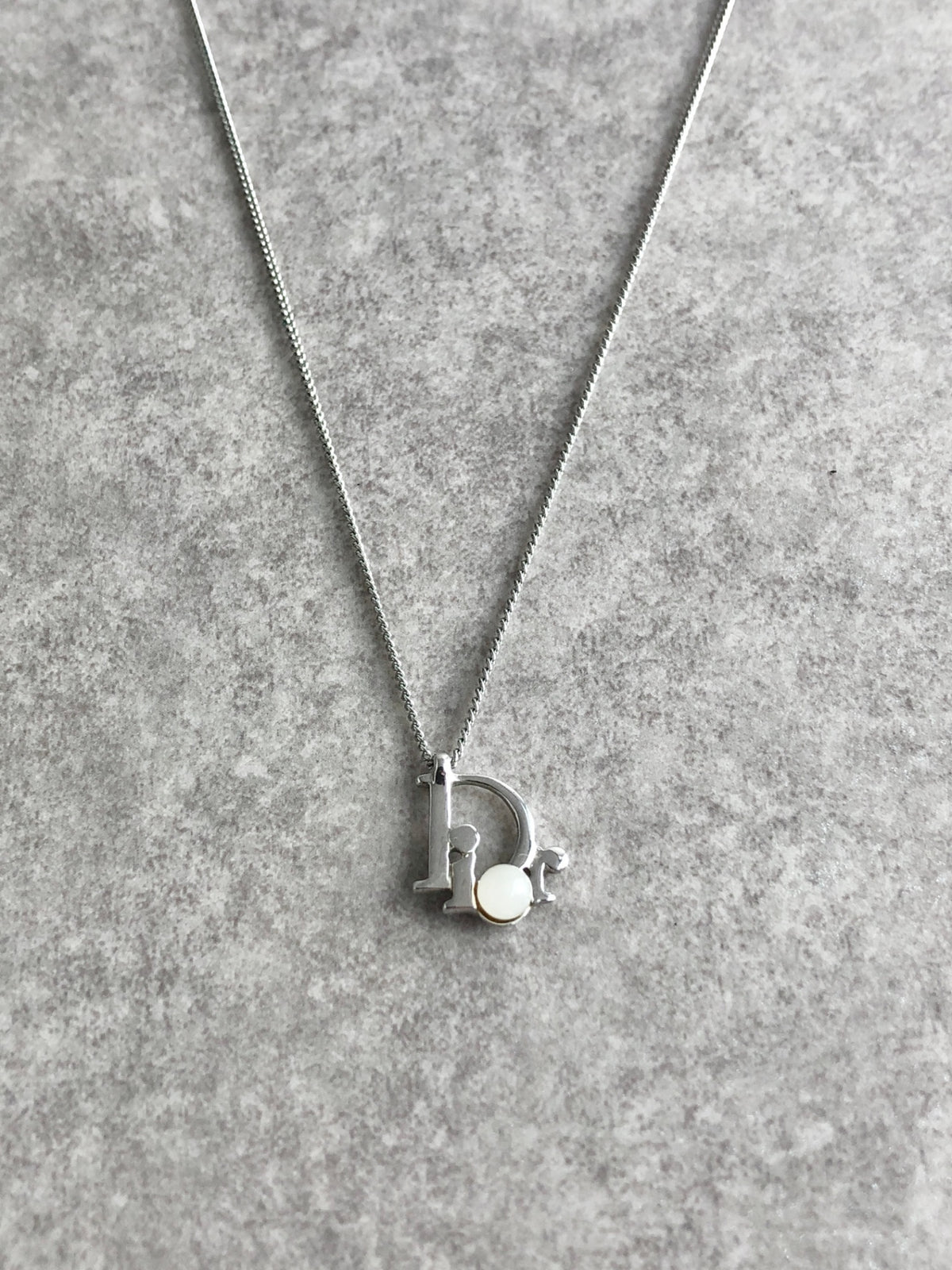Christian Dior Logo Motif Necklace Silver Vintage 2fject