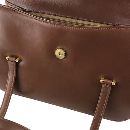 GUCCI GG Flap Handbag Brown Vintage auy3z2