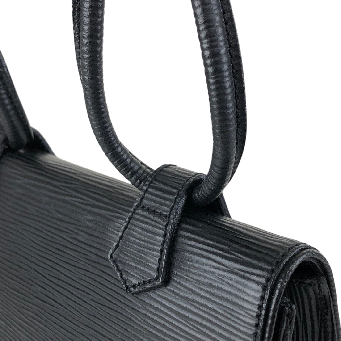 FENDI Logo Embossed Small Handbag Black Vintage h4nbvt