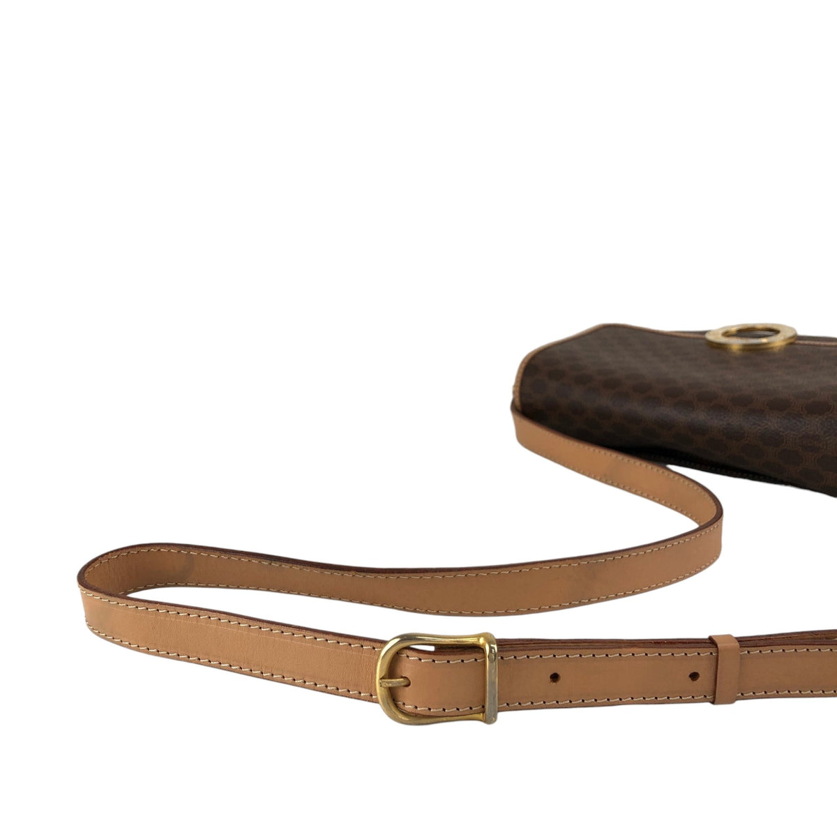 CELINE Macadam Circle Logo Shoulder bag Brown Vintage 4ks7pb
