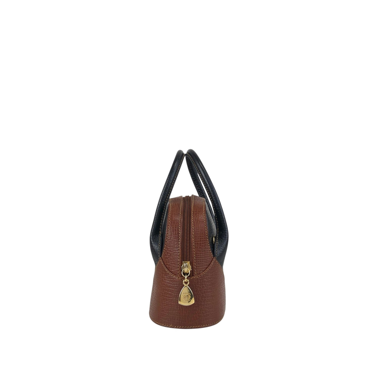 LOEWE Logo Embossed Two-way Handbag Shoulder bag Black×Brown Vintage z67fis