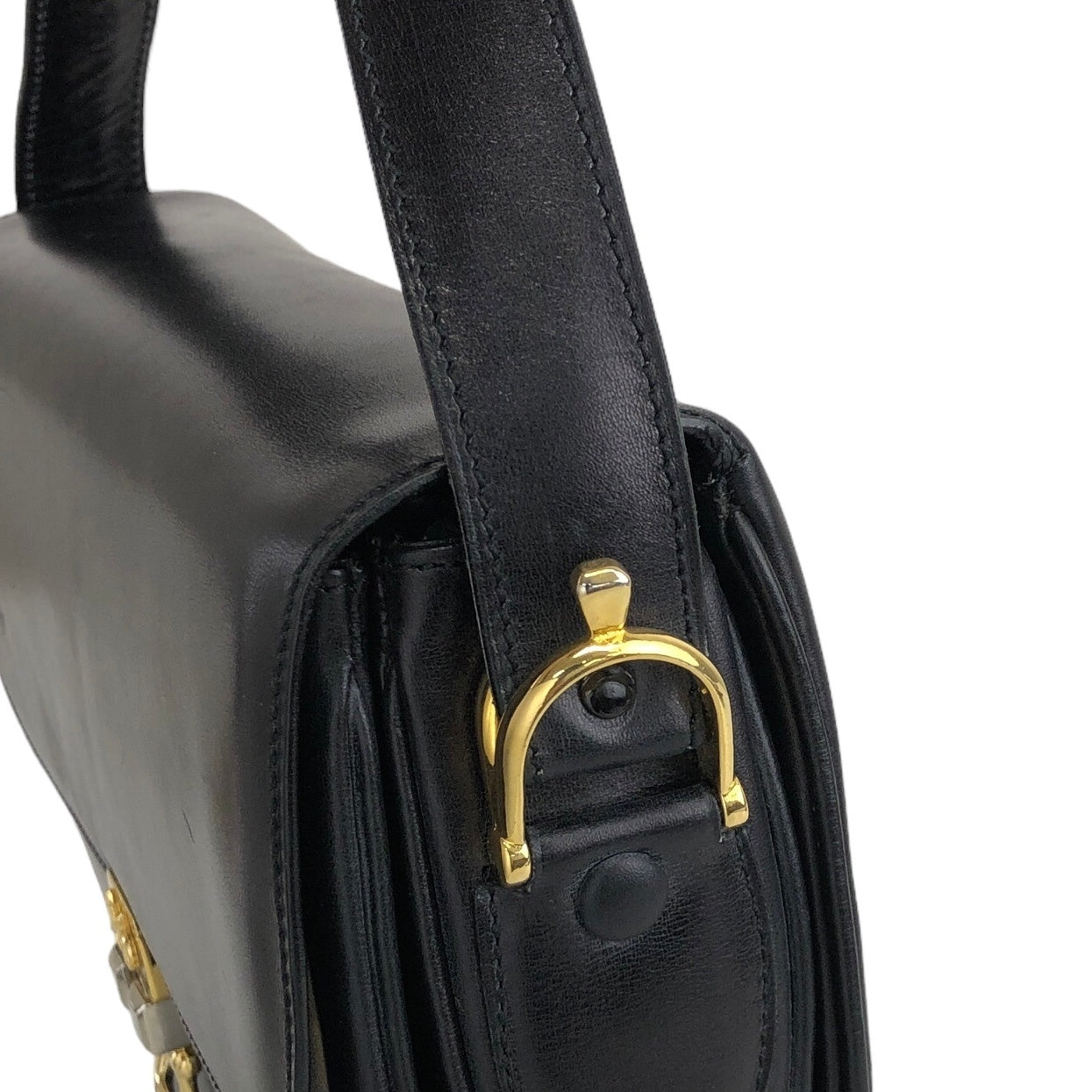 CELINE Horse Carriage Shoulder bag Black Vintage yifsp8