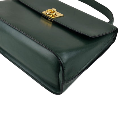 CELINE Gancini Handbag Dark Green Vintage sxajh2