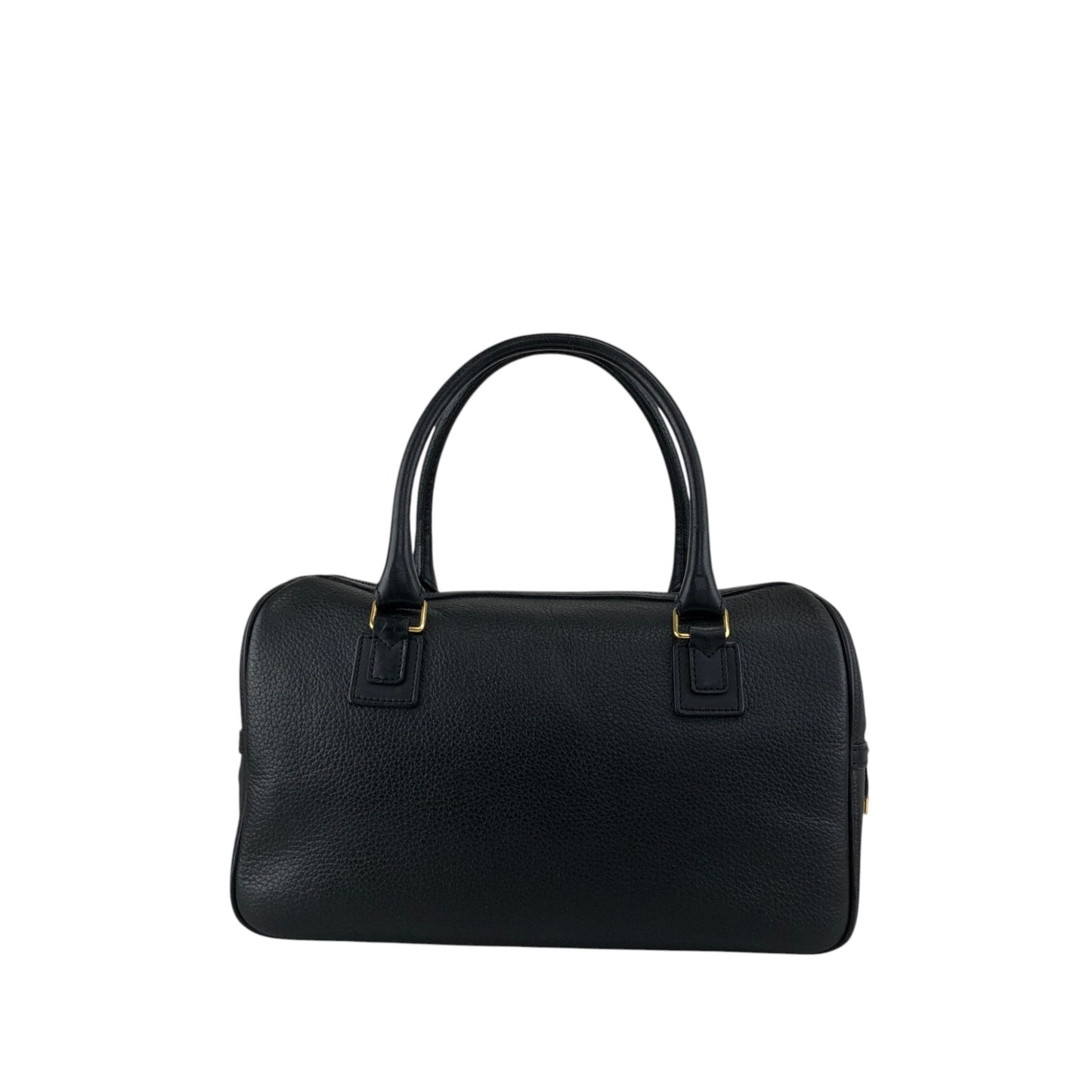BURBERRY Logo Embossed Handbag Boston bag Black Vintage 2cz4a2