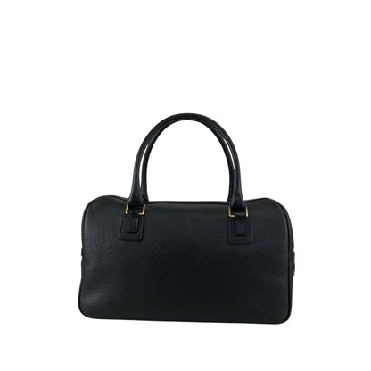 BURBERRY Logo Embossed Handbag Boston bag Black Vintage 2cz4a2