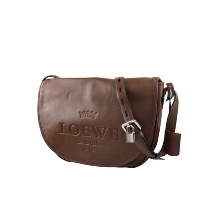 LOEWE Logo Embossed Shoulder bag Brown Vintage 7c7s5w