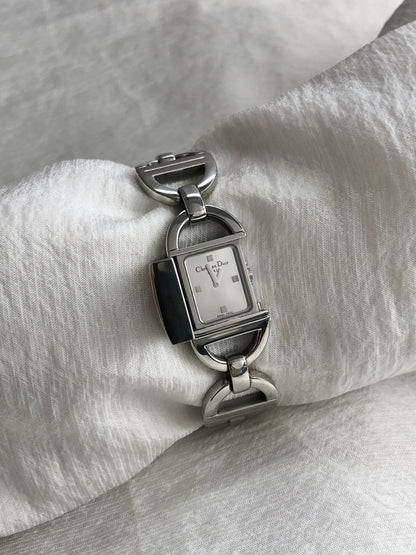 Christian Dior Logo Quartz Watch Silver D78-100 Vintage pbcnse