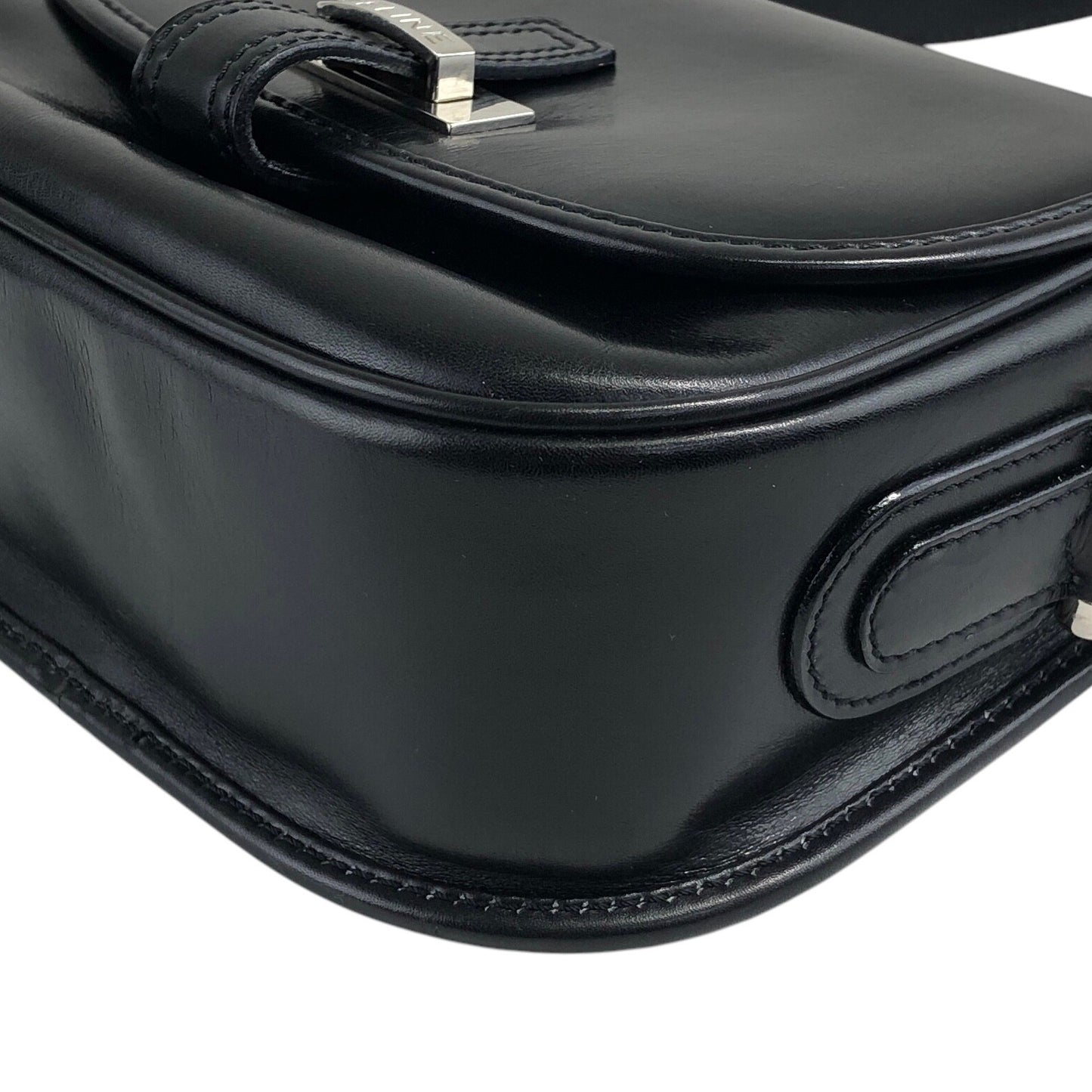 CELINE Front Buckle Shoulder bag Black Vintage 3nhdaw