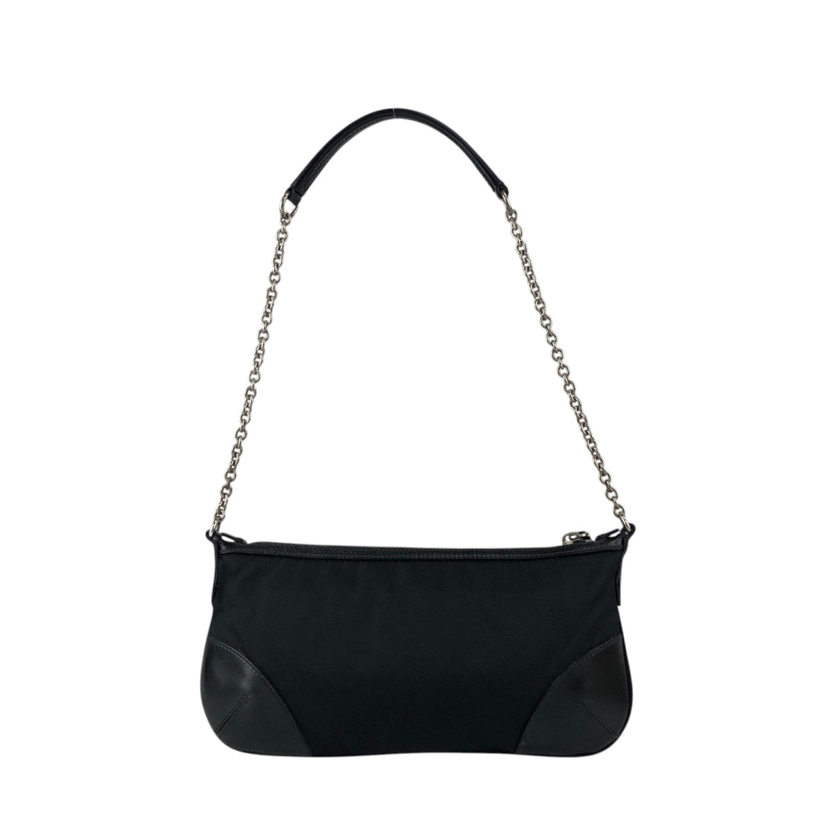PRADA Triangle Logo Chain Shoulder bag Black Vintage 3m6ggr