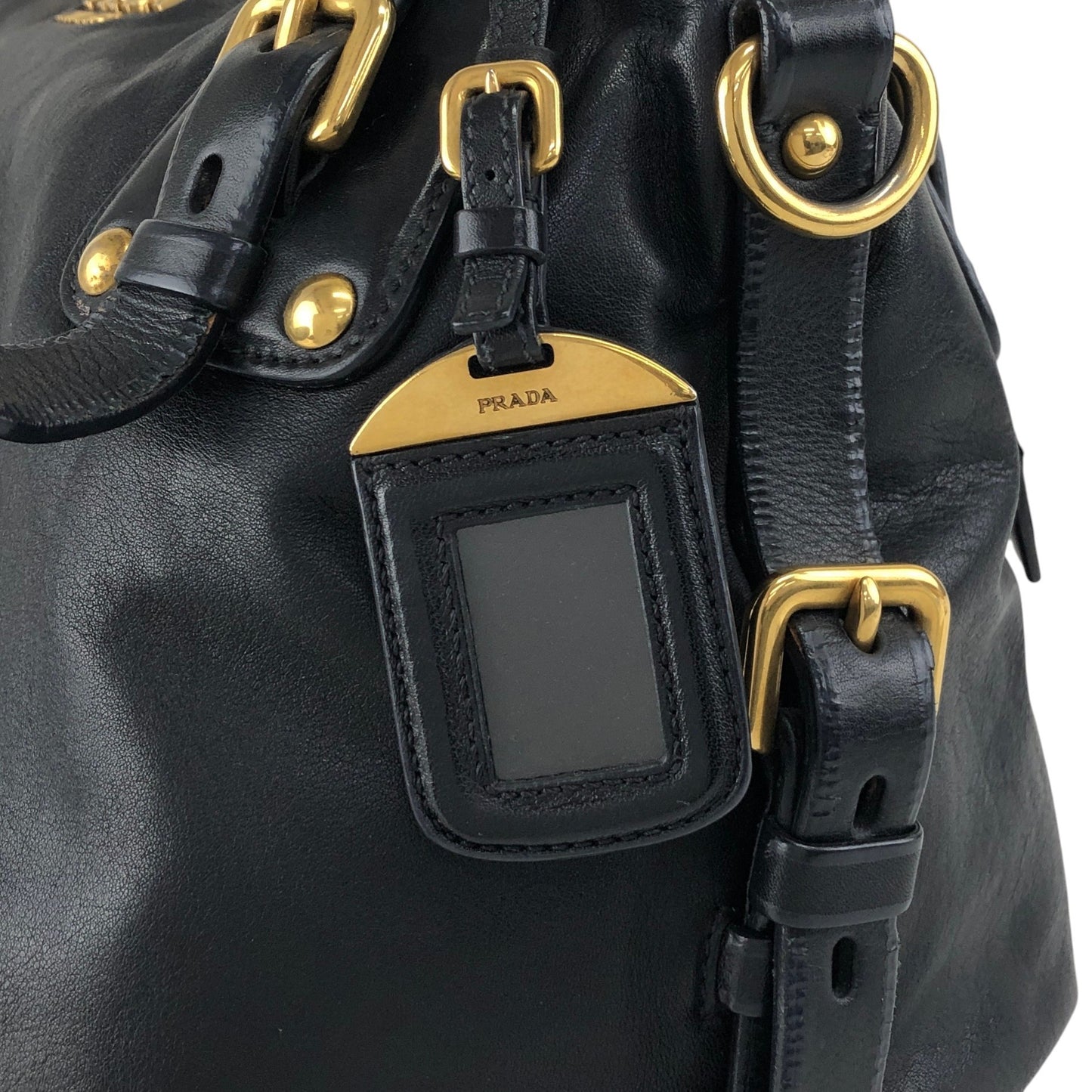PRADA Logo Two-way Handbag Shoulder bag Black Vintage jrndes