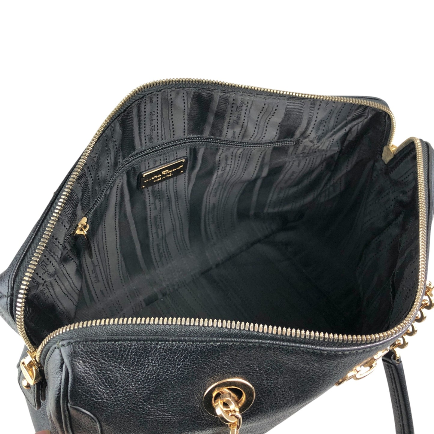 Salvatore Ferragamo Gancini Handbag Black Vintage vbxnke
