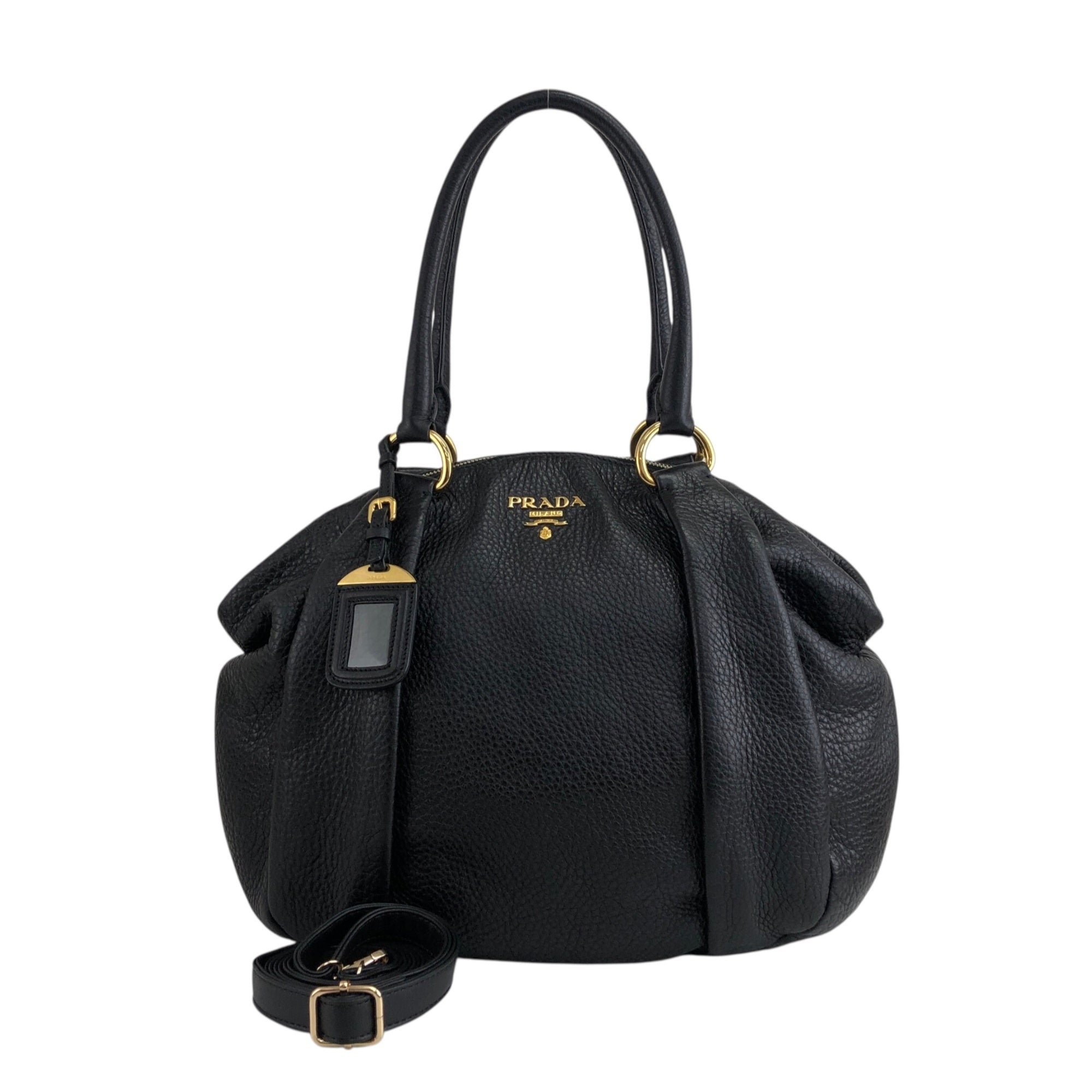 12ポンド　MOTIV PRIDE PRADA Logo Two-way Handbag Shoulder bag Black Vintage beb8nm