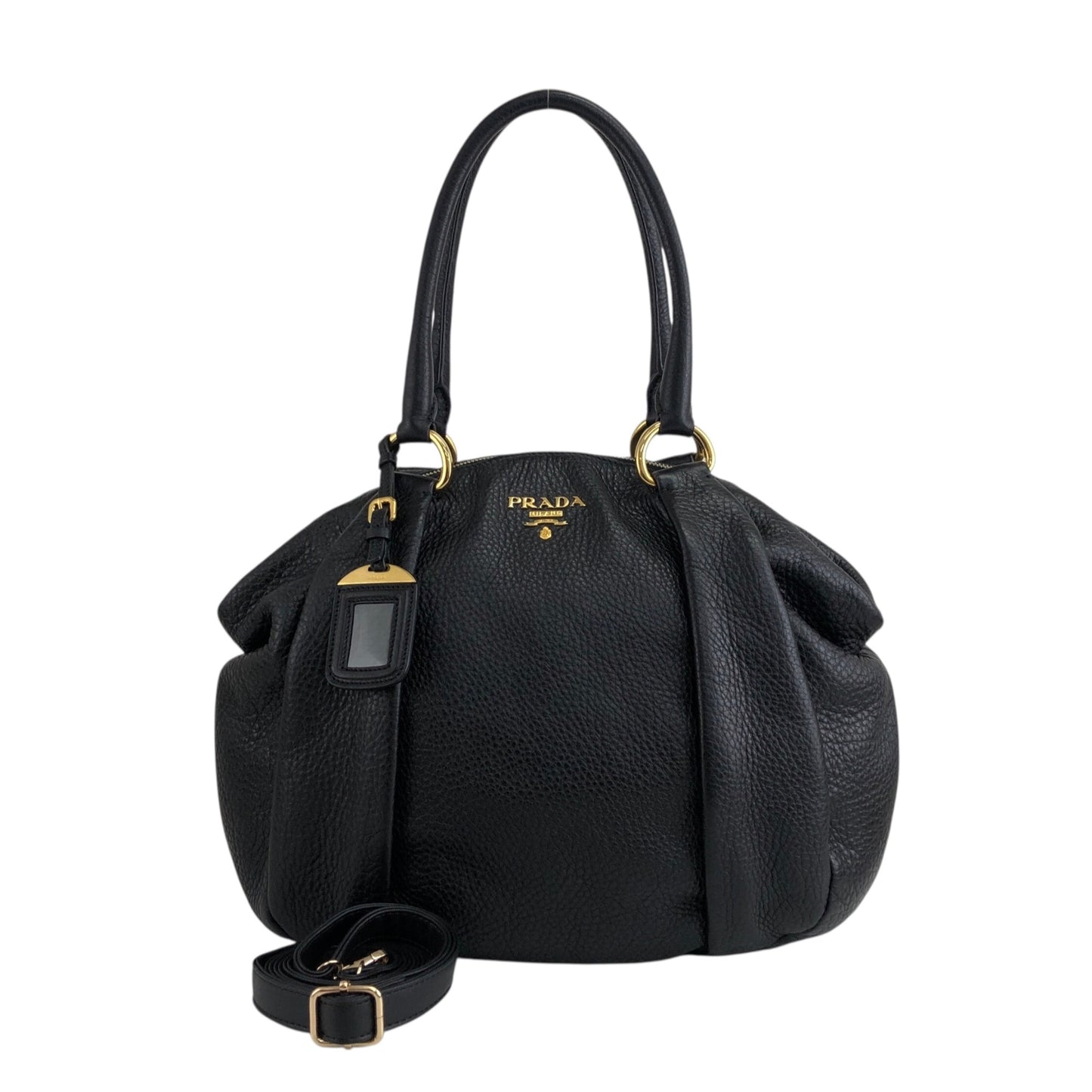 PRADA Logo Two-way Handbag Shoulder bag Black Vintage beb8nm
