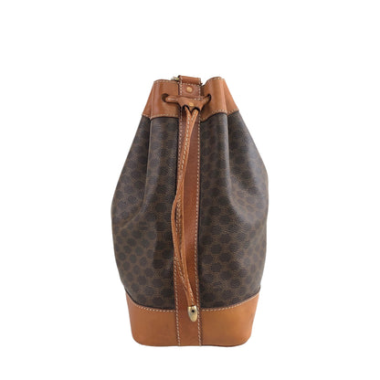 CELINE Macadam Blason Drawstring Shoulder bag Brown Vintage 5nine3